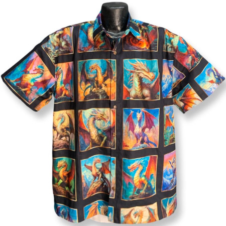 Mythic Dragon Hawaiian Shirt- Made in USA- Cotton